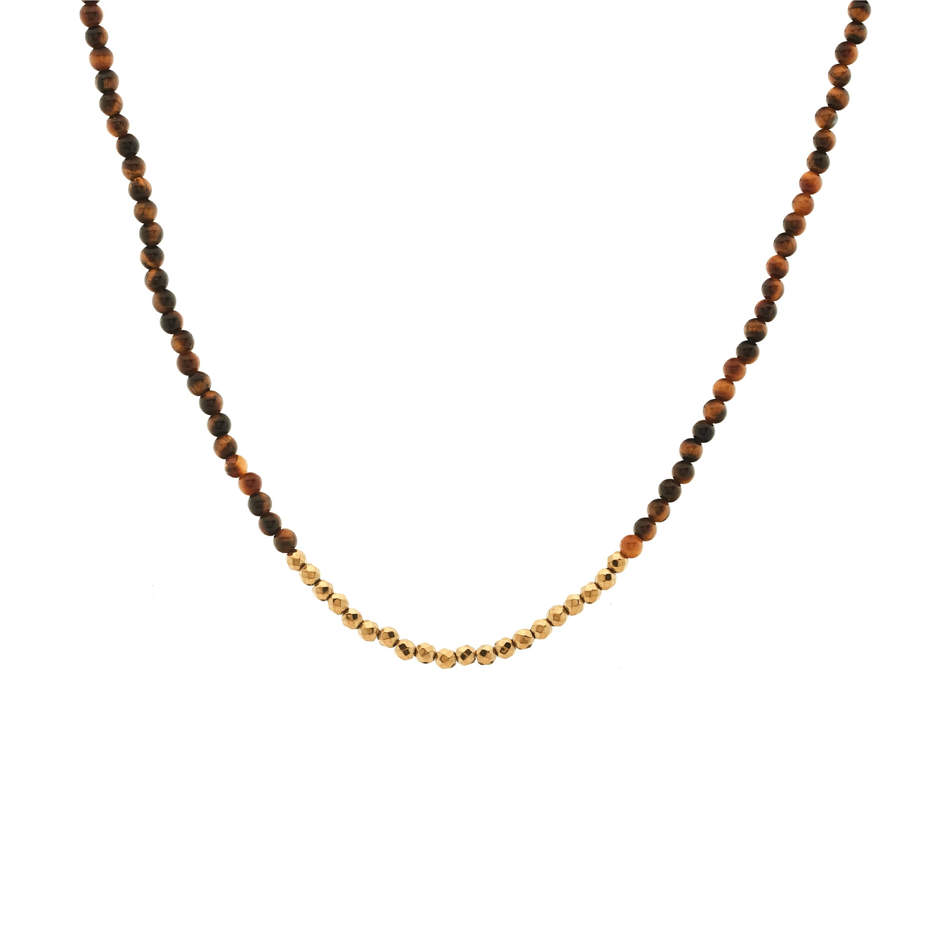 Silk & Steel Jewellery Party At The Front Necklace Tiger's Eye + Gold