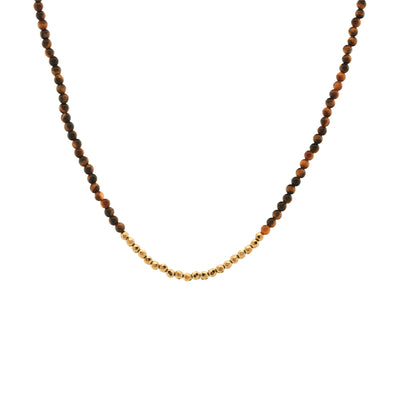 Silk & Steel Jewellery Party At The Front Necklace Tiger's Eye + Gold