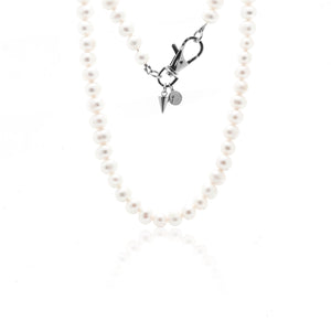 Silk & Steel Jewellery Perla Necklace Pearl + Silver