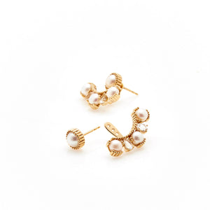Silk & Steel Jewellery Radiant Ear Jackets Pearl + Gold - Christmas Jewellery
