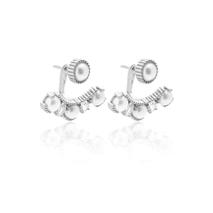 Silk & Steel Jewellery Radiant Ear Jackets Pearl + Silver - Christmas Jewellery