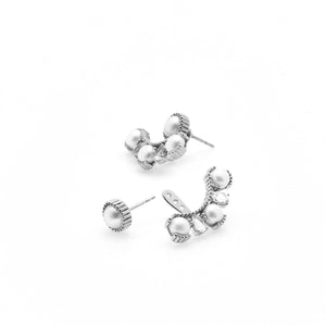 Silk & Steel Jewellery Radiant Ear Jackets Pearl + Silver - Christmas Jewellery
