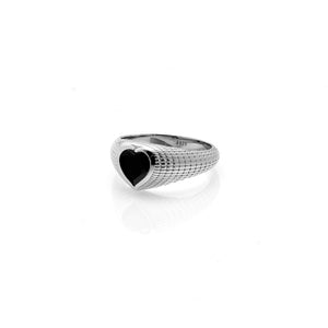Silk & Steel Jewellery Romantique Signet Ring Black Spinel + Silver