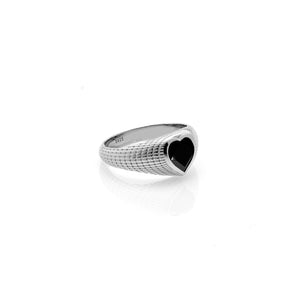 Silk & Steel Jewellery Romantique Signet Ring Black Spinel + Silver
