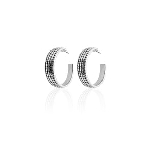 Silk & Steel Romantique Hoops Silver