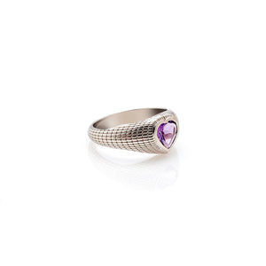 Silk & Steel Romantique Signet Ring Brazilian Amethyst + Silver