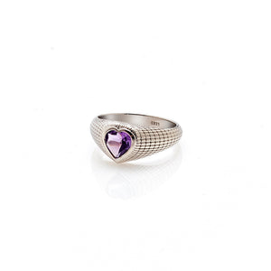 Silk & Steel Romantique Signet Ring Brazilian Amethyst + Silver