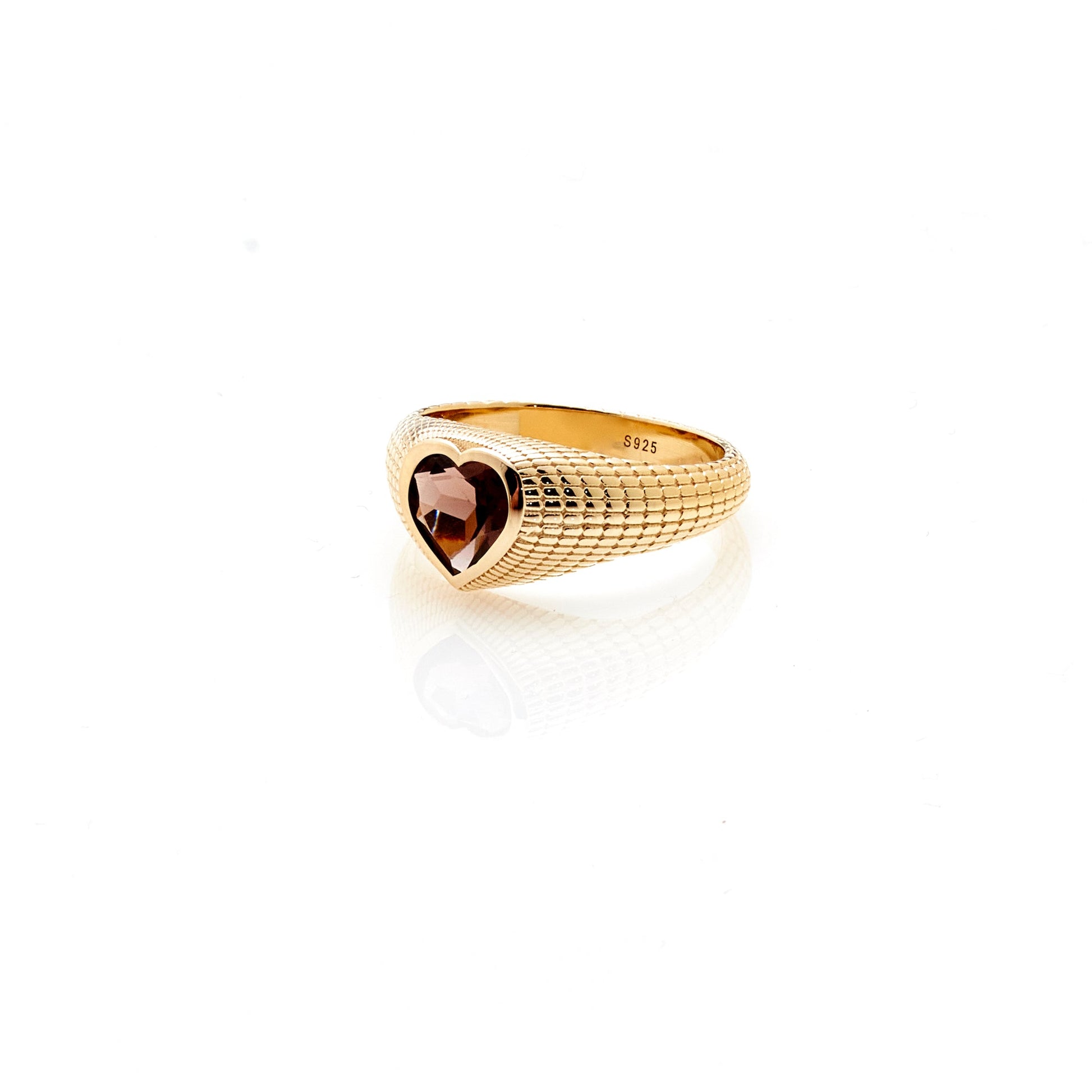 Silk & Steel Jewellery Romantique Signet Ring Smokey Quartz + Gold