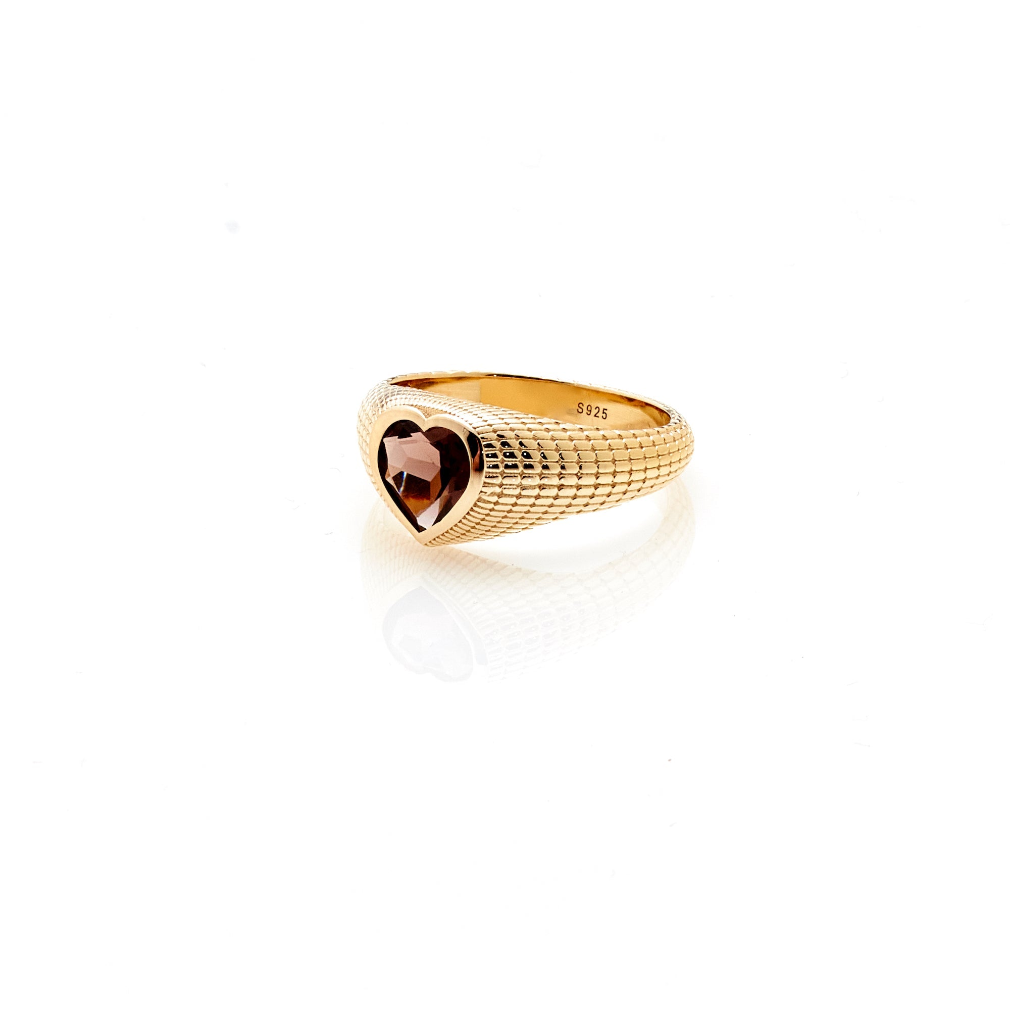 Silk & Steel Jewellery Romantique Signet Ring Smokey Quartz + Gold