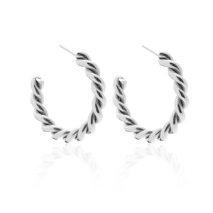 Silk & Steel Jewellery Rosa Hoop Earrings - Silver