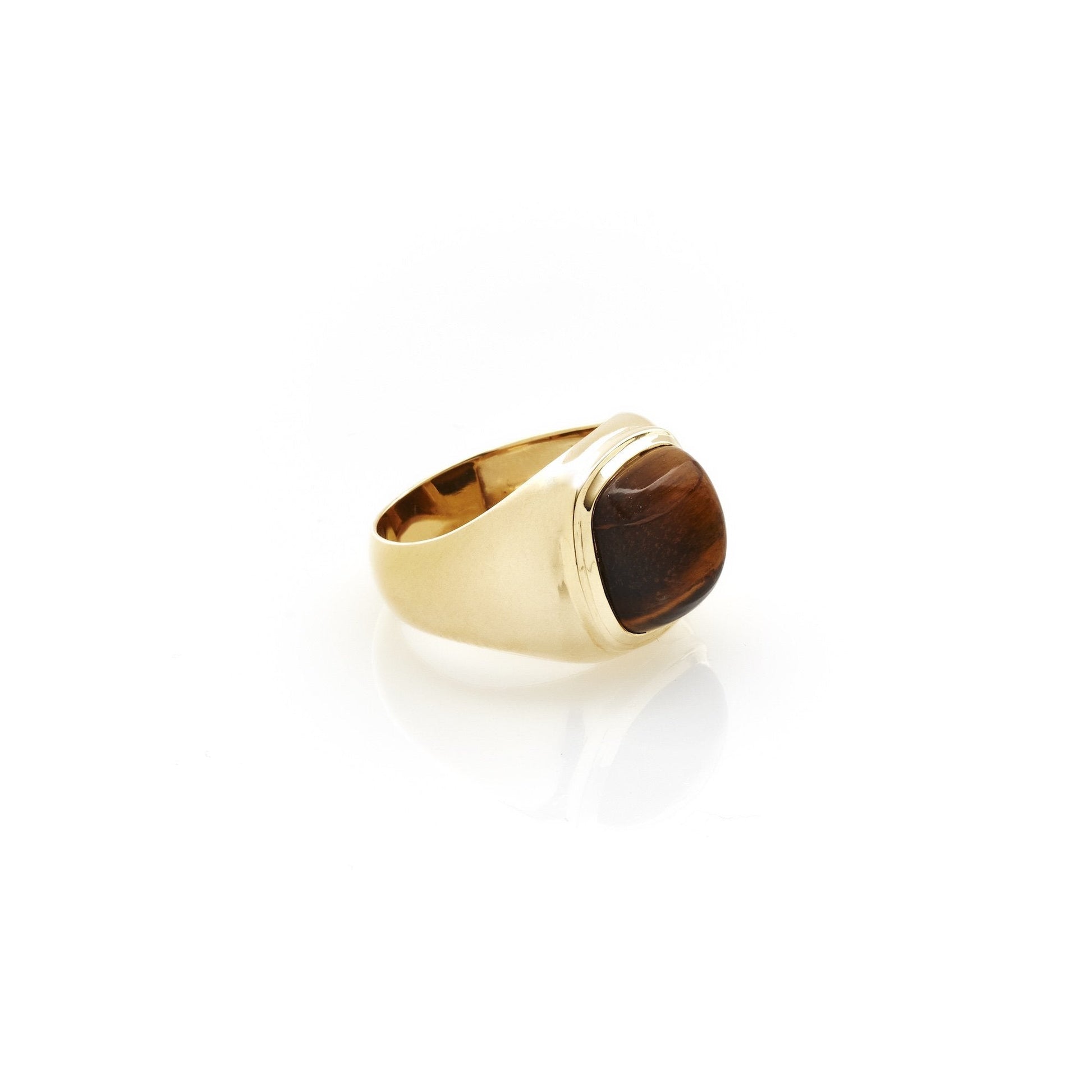 Silk & Steel Heritage Signet Ring Tigers Eye Gold