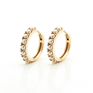 Silk & Steel Jewellery Venus Sleepers Pearl + Gold