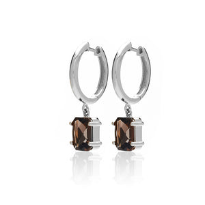 Silk & Steel Jewellery Reverie Hoop Earrings Smokey Quartz + Silver