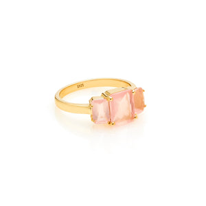 Silk & Steel Jewellery Reverie Ring Rose Quartz + Gold