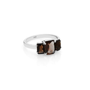 Silk & Steel Jewellery Reverie Ring Smokey Quartz + Silver