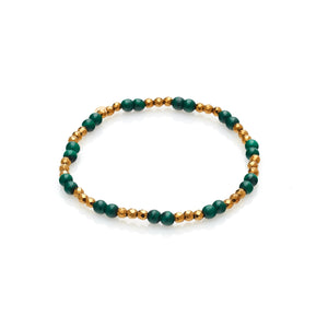 Silk & Steel Sequence Bracelet Malachite + Gold