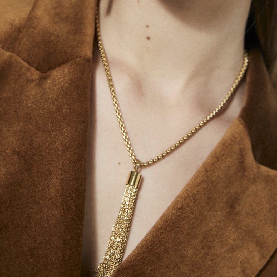 Silk & Steel Jewellery Manhattan Tassel Box Chain Necklace Silver