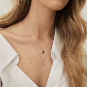 Silk & Steel Jewellery Reverie Necklace Rose Quartz + Gold