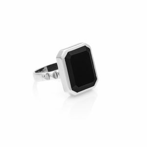 Silk & Steel Jewellery Athena Ring Black Onyx + Silver