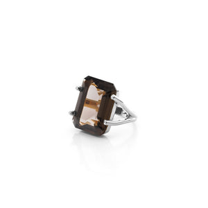 Silk&Steel Jewellery Smokey Quartz and Silver Prima Donna Ring From Aria Collection