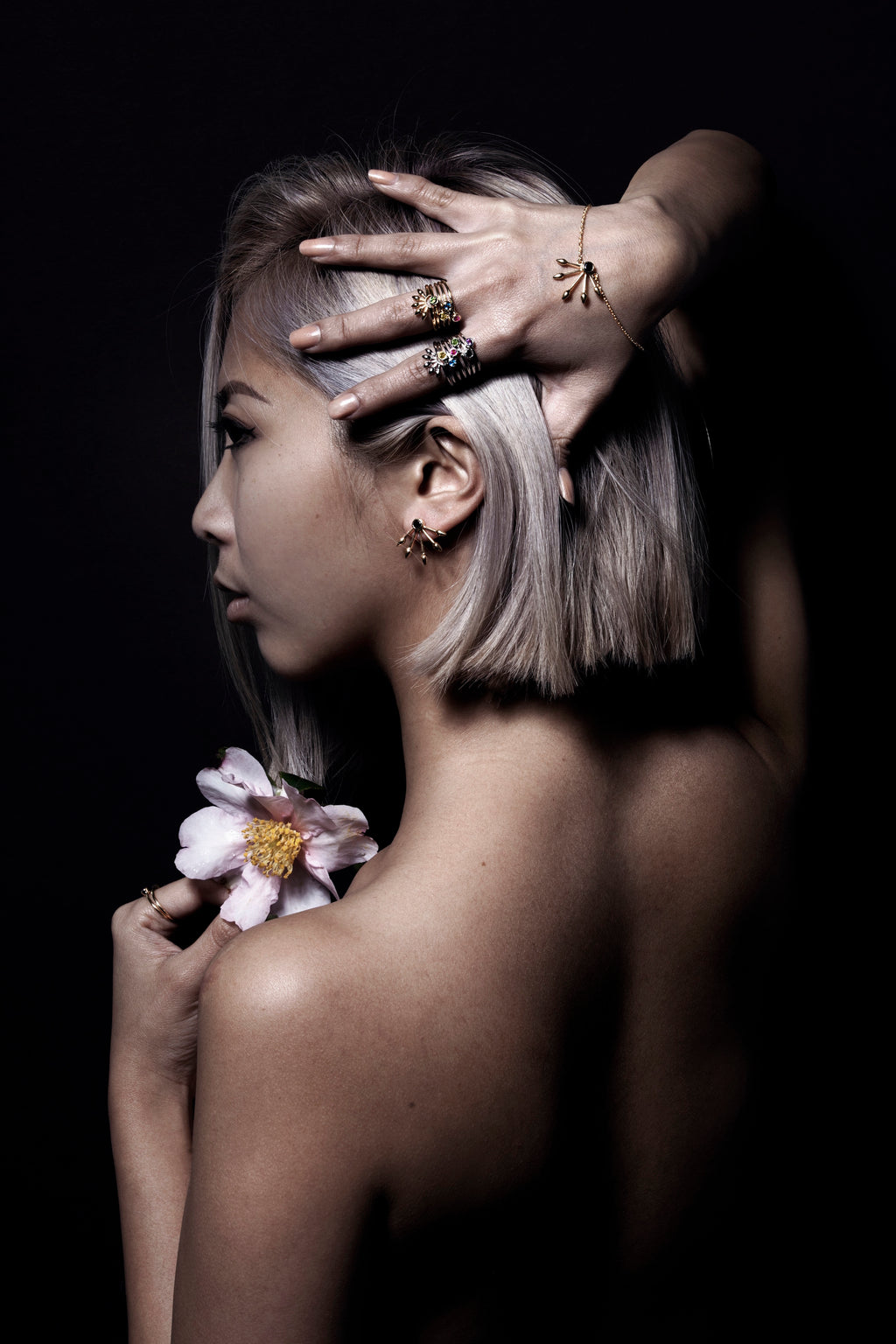 Silk&Steel Jewellery Axis Stacker rings Pink Tourmaline Blue Topaz Amethyst Black Spinel Citrine Gemstone Pistil Ring