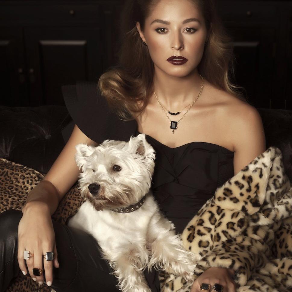 Silk&Steel Jewellery Prima Donna Black Spinel and Gold Necklace from La Dolce Vita Collection