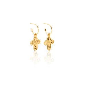 Silk & Steel x Gin Wigmore Superstition Club - O.G. - Gold Cross Hoop Earrings