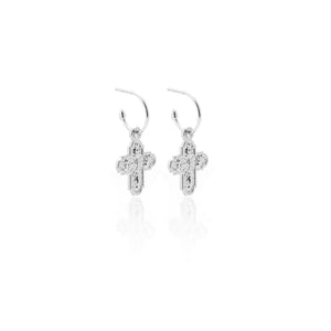 Silk & Steel x Gin Wigmore Superstition Club - O.G. - Silver Cross Hoop Earrings