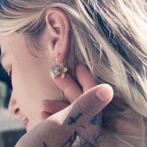 Silk & Steel x Gin Wigmore Superstition Club Cross My Heart - Silver Hoop Earrings